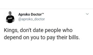 Do Not Date People Who Cannot Pay Their Bills-Doctor Writes