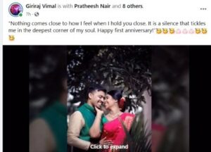 Dubai based couple, Giriraj V Ayana Soman celebrate their one year wedding Anniversary
