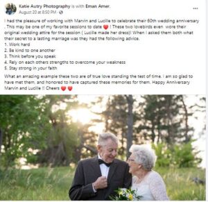 Husband, 89, and wife, 81, slip on their original tuxedo and wedding gown for diamond anniversary photo shoot