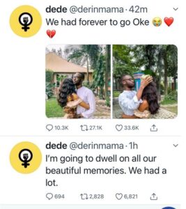 #Endsars- ”We Had Forever To Go, Oke”- Girlfriend Tweets After Her Boyfriend Dies During Protests