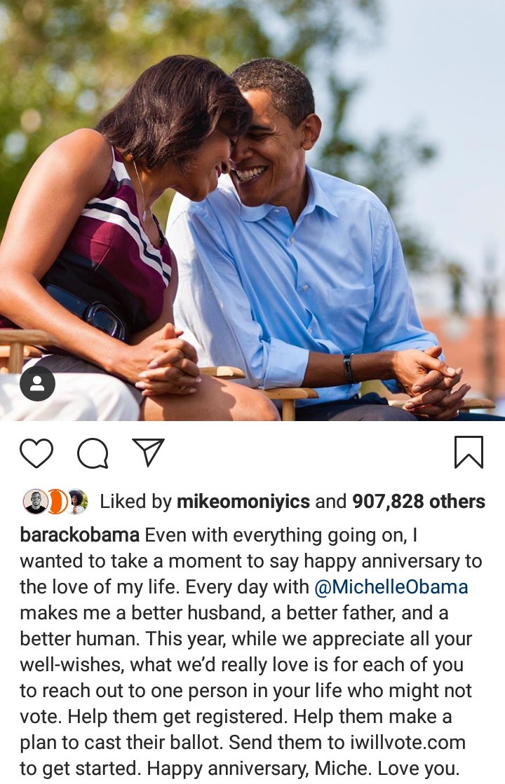 Barack and Michelle Obama celebrate their 28th wedding anniversary with heartwarming message