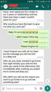 The Chat That Ended A 3-Year-Old Relationship (Photos)