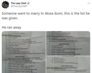 Outrageous Traditional Marriage List In Akwa Ibom: Man Runs Away