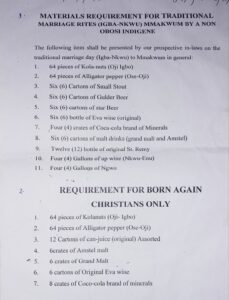 Traditional Marriage List In Anambra
