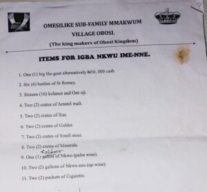 Traditional Marriage List In Anambra