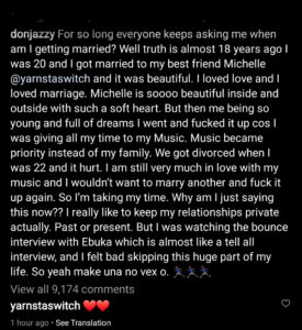 Don Jazzy reveals he was married at age 20 to model, Michelle Jackson, and explains why it ended in divorce