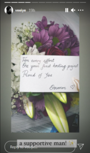 "A supportive man!" BBNaija's Vee shows off the flowers and note Neo sent to her as she prepares for first hosting gig