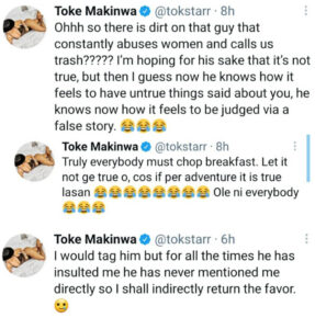 "Now he knows how it feels to be judged" Toke Makinwa reacts to scandal involving a certain guy who "constantly abuses women and calls them trash"