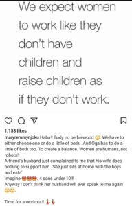 Women are humans not robots - Mary Remmy Njoku says people expect women to work as if they don't have children and raise children as if they don't work