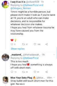 "You're a cradle snatcher, a pervert, a predator," Timini Egbuson's ex-girlfriend calls him out as she warns 18/19 year olds not to date much older men