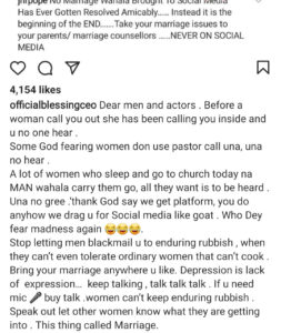 Blessing Okoro reacts to Junior Pope and Zubby Michael's post criticising Annie Idibia for making marriage crises public; Junior Pope responds