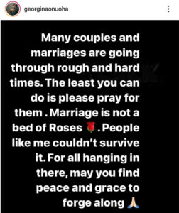 Marriage is not a bed of roses. People like me couldn't survive it - Actress Georgia Onuoha calls for prayers for troubled marriages