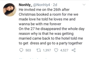 True Life Experience: Man She Met And Made Love With On Same Day Left Her To Get Married The Next Day