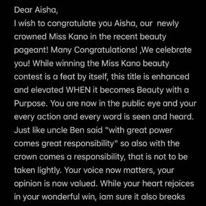How can we be silent when these evil men enter our villages and gangrape our women and minors?- Sanusi Lamido's wife writes current Miss Nigeria, asks her to use her reign to speak on insecurity in the North