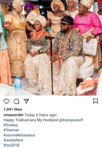 "We die here" Omawumi writes as she celebrates 4th wedding anniversary with husband Tosin