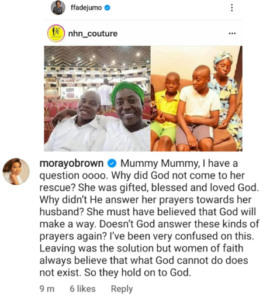 Osinachi's death: "Why did God not come to rescue her? Why did he not answer her prayers towards her husband?"- Media personality Morayo Afolabi-Brown asks clergywoman, Funke Felix-Adejumo