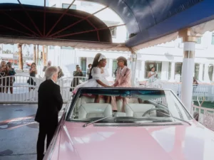 An Atlanta couple got married in the back of a Cadillac at their Las Vegas destination wedding that cost $3,450