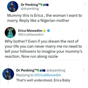 Reality TV star, Erica Nlewedim, shuts down Nigerian doctor's imagination of marrying her