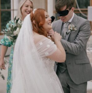 Blind bride hands out eye masks to guests so they can experience wedding like her