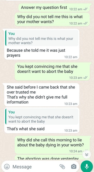 My Girlfriend's Mother Just Aborted Our Four Months Old Pregnancy (pictures)