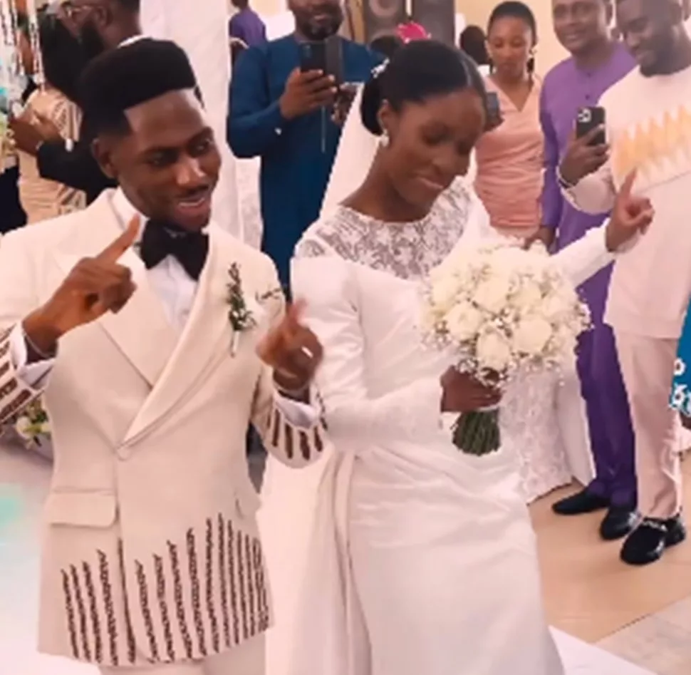 First Photos & Vids From Moses Bliss White Wedding To Ghanian Bride Marie