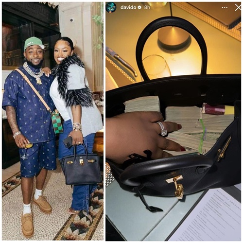 Davido spoils his wife, Chioma, with wads of dollar bills ahead of her birthday